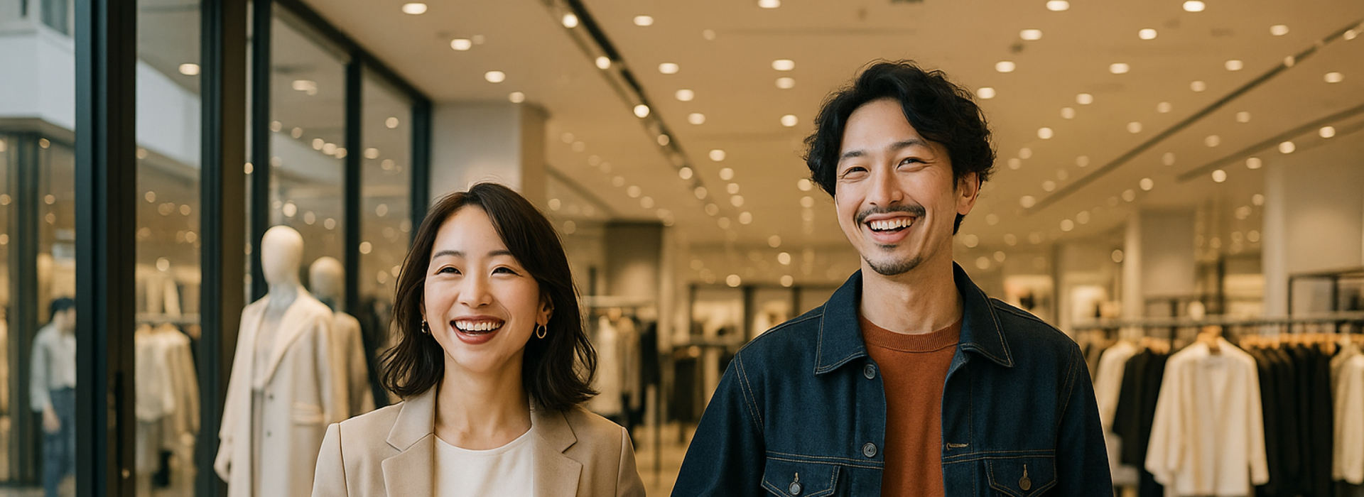店内で買い物を楽しむカップルの様子