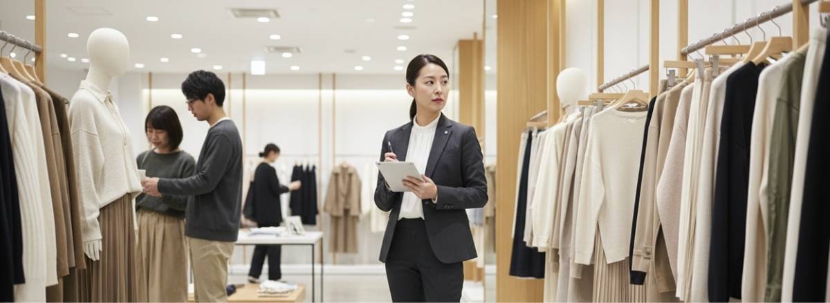店舗の状況を観察する小売店の店長