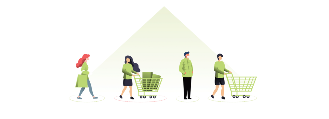 レジ前混雑を可視化する来店データ活用のイメージ図