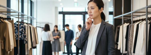 客層を前提にした売場判断に悩む店舗マネージャーのイメージ