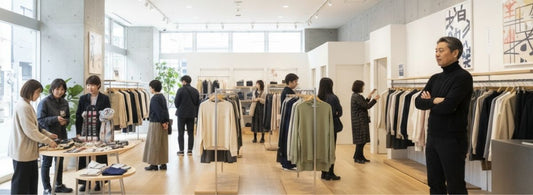 店舗に入店する顧客の流れを観察する店長