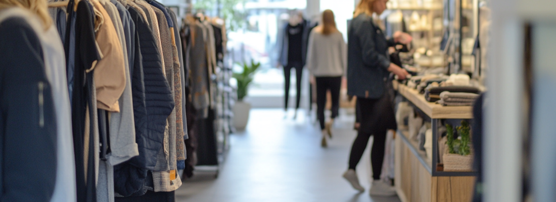 ライフスタイル店舗で商品を手に取る来店客の様子。購買率低下の背景にある入口動線や滞在行動の重要性を示すイメージ。