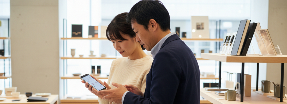店舗データをもとに店長とエリアマネージャーが売上改善を議論する様子