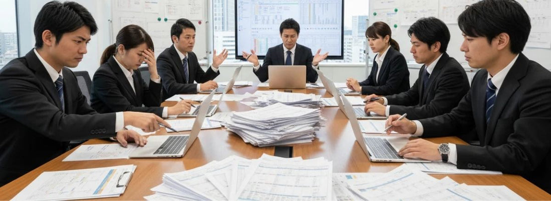 売上ベースの判断により、現場の状況とのズレが生まれているイメージ