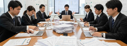 売上ベースの判断により、現場の状況とのズレが生まれているイメージ