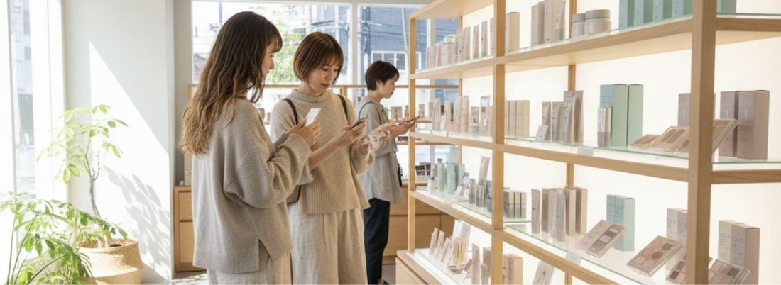 棚や什器の商品を閲覧し購入に至る客のイメージ