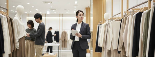 店舗の状況を観察する小売店の店長